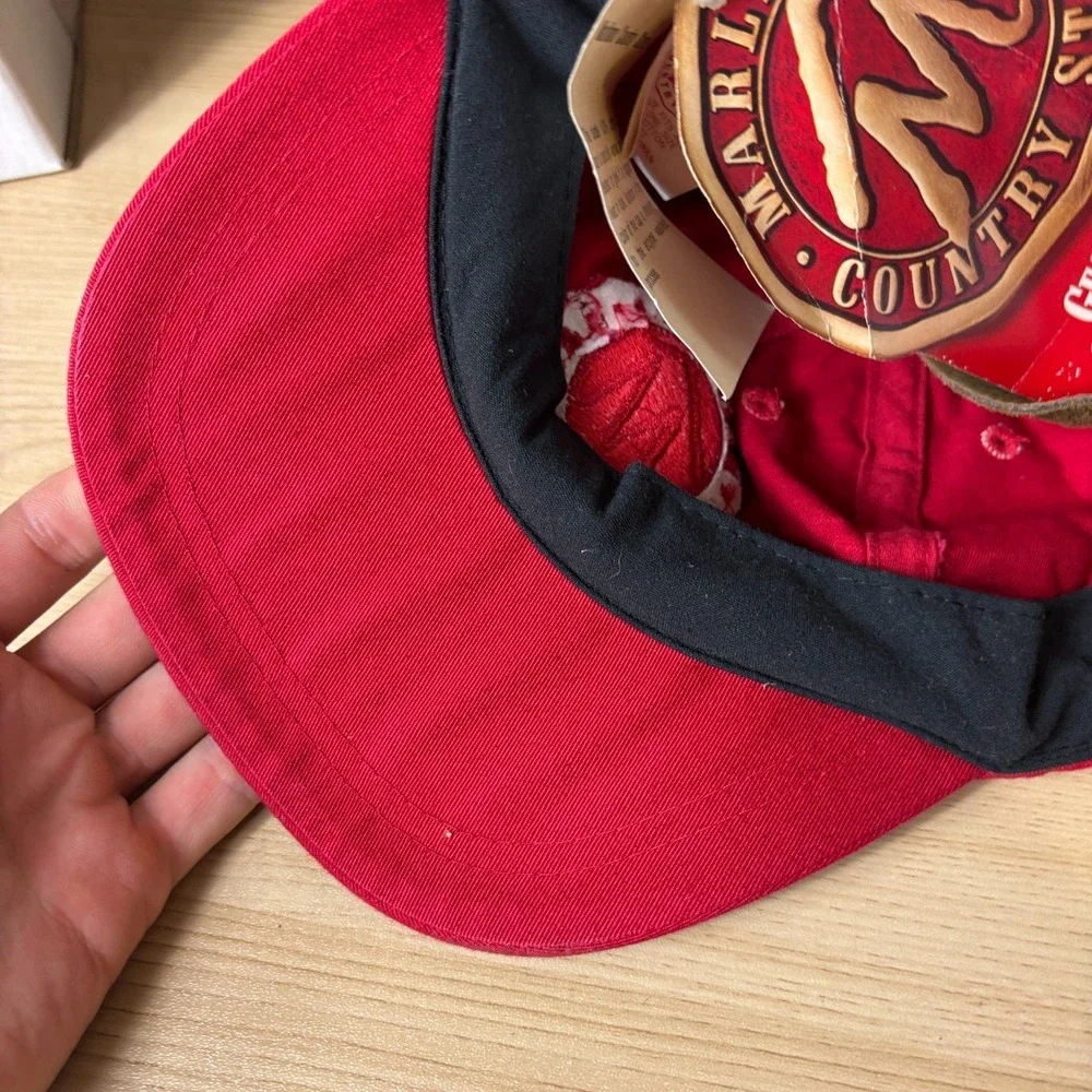 VINTAGE Marlboro Hat Cap Strap Back Red Country Store Cowboy Cigarette 90s NWT